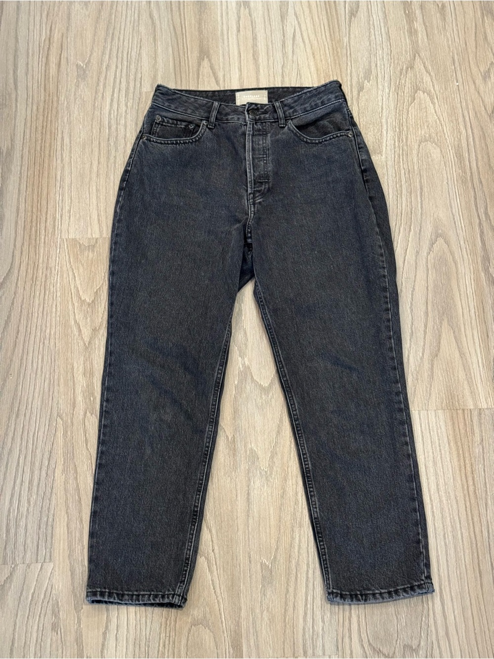 Everlane The Curvy '90s Cheeky Straight Leg High Rise Jeans Black 28 Crop